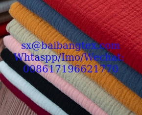 China 100% cotton crepe wrinkle fabric plain dyed high quality supplier