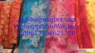 China peacock mesh SEQUIN fabric supplier