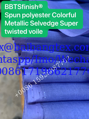 China BBTS super SUDAN high Twisted METALLIC spun polyester voile fabric for muslim usage white bluishwhite dyeing printing supplier