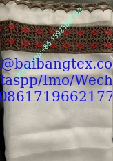 China 100% Spun Polyester Voile Embroidery Sudan Shoawl Usage White color 36' high quality supplier